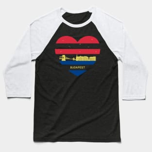 Hungary Skyline cityscape Heart Shape Birds Flying Budapest Baseball T-Shirt